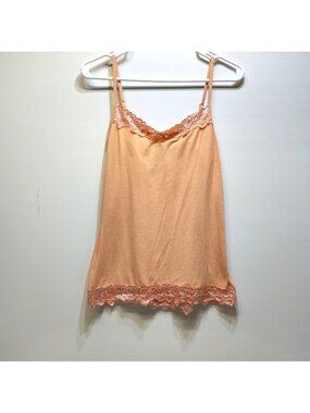 Maurices Crinkle Cami Camisole Tank Top Lace Trim V-Neck Line Womens Medium VGC